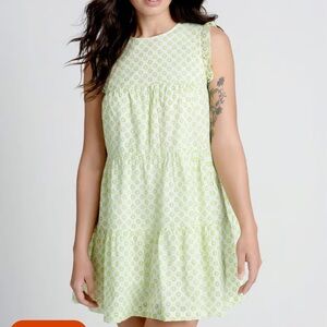 ModCloth Day Tripping Eyelet Flower Fields Trapeze Dress